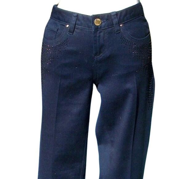 Cache Embellished Jean Pant Denim Zipper Slim Leg Rhinestone Stretch NWT $108 - Picture 7 of 9